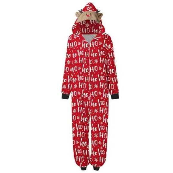 Christmas Pajamas Set Sleepwear Jumpsuit with Hood Holiday PJ's - Picture 1 of 5